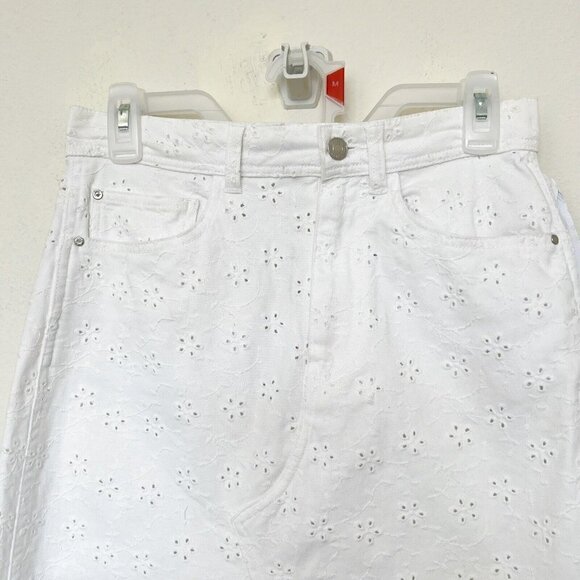 NWT GUESS Denim Eyelet Skirt White Size 27 $128 - Picture 12 of 16